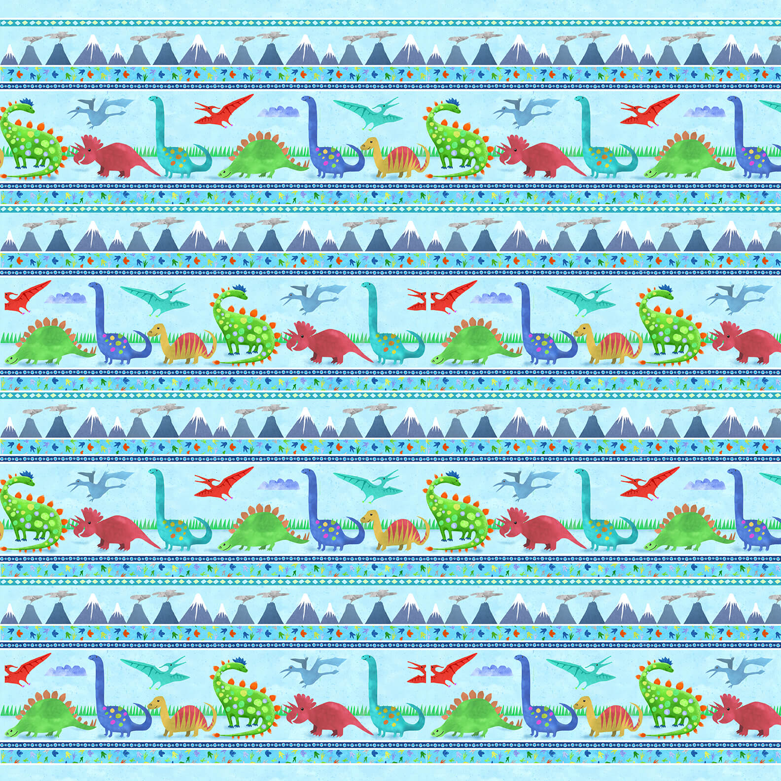 Henry Glass Fabric 1/2 Yard Dinosaur Kingdom by Henry Glass Border Stripe