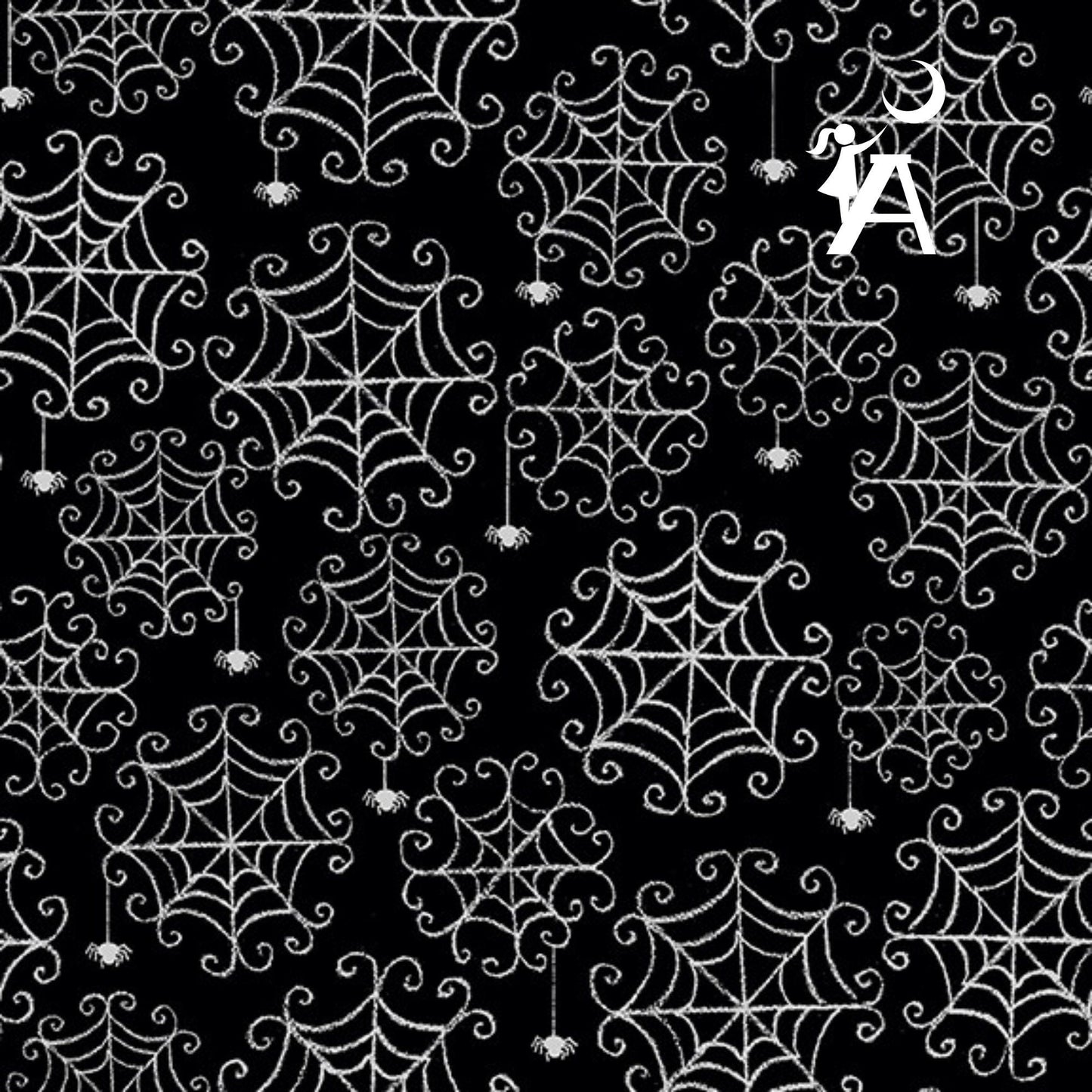Henry Glass Fabric 1 yard 36"x44" / Spooky Town WEBS Riley Blake Haunted House C7134 Apothecary Bottle Fabric, OR Henry Glass Spooky Town Webs Spiderwebs - Black 9115M-99