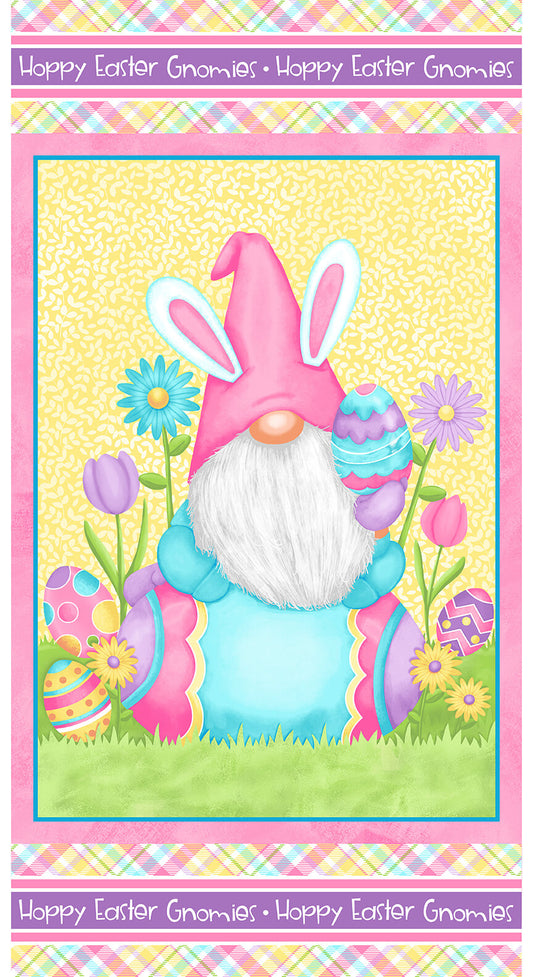 Henry Glass Fabric 24 inch Easter Gnome Panel Hoppy Easter Gnomies Cotton Fabric