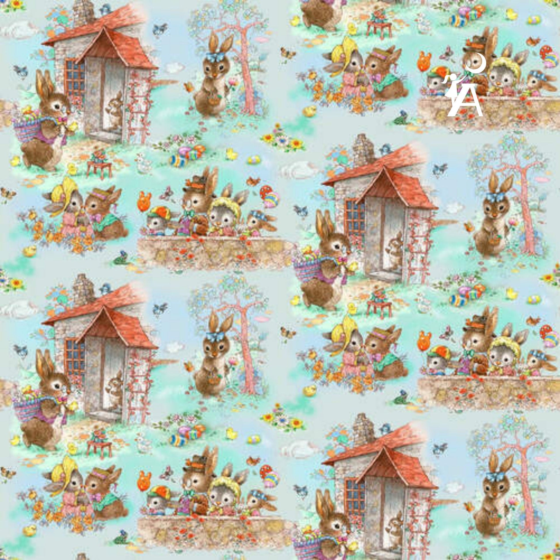 Henry Glass Fabric Easter Egg and Easter Bunny Fabric by Henry Glass 9 pc bundle with blender fabrics