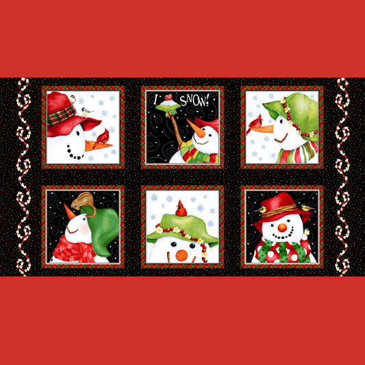 Henry Glass Fabric FL Snowman PANEL FLANNEL Snow Birds Snowman PANEL by Henry Glass
