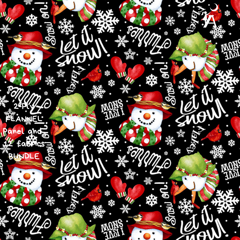 Henry Glass Fabric FLANNEL Christmas Popcorn strands from Henry Glass Snow Bird Collection
