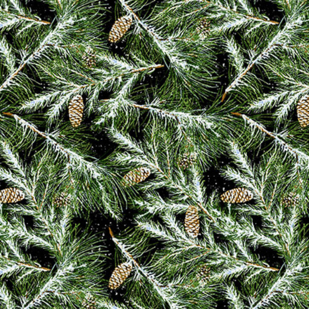 Henry Glass Fabric FLANNEL Christmas Popcorn strands from Henry Glass Snow Bird Collection