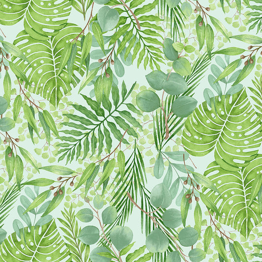 Henry Glass Fabric FQ (18"x21") Pink Paradise Flamingo Tropical Palms by Henry Glass