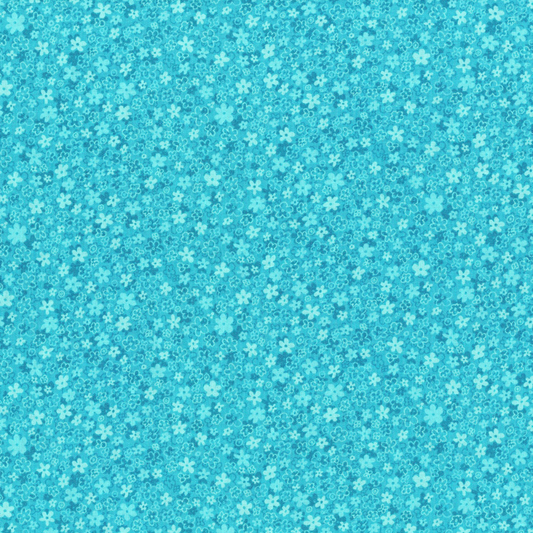 Henry Glass Fabric FQ (18"x21") Small Blue Flowers Cotton Fabric by RJR