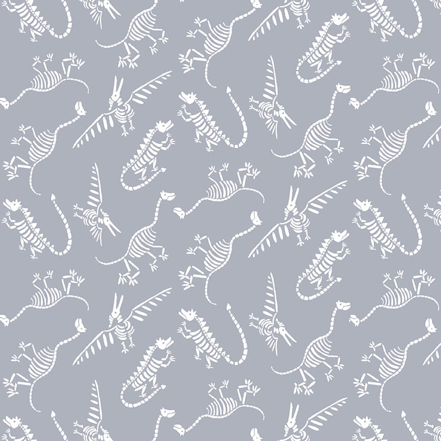 Henry Glass Fabric FQ Kate Mawdsley Dinosaur Kingdom by Henry Glass Gray Dino Fossils Fabric