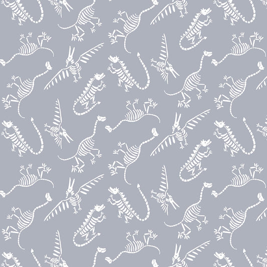 Henry Glass Fabric FQ Kate Mawdsley Dinosaur Kingdom by Henry Glass Gray Dino Fossils Fabric