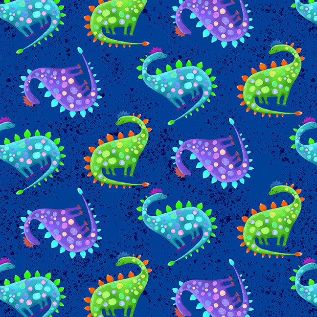 Henry Glass Fabric FQ Stegosaurus Teal Fabric from Dinosaur Kingdom by Henry Glass