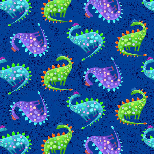 Henry Glass Fabric FQ Stegosaurus Teal Fabric from Dinosaur Kingdom by Henry Glass
