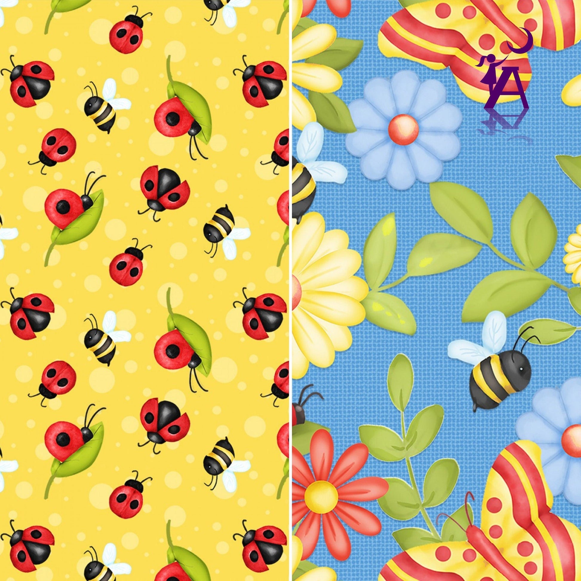 Henry Glass Fabric Gnome is Where Your Garden Grows Henry Glass Fabric Blues bundle