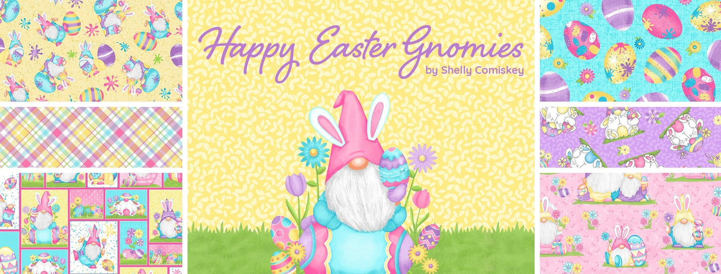Henry Glass Fabric Half Yard Bundle 15 prints & 1 panel Hoppy Easter Gnomies, Easter Gnome Fabric