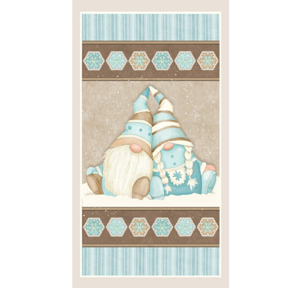 Henry Glass Fabric I Love Sn'Gnomies Flannel Gnome Snow Angels in Cream by Henry Glass