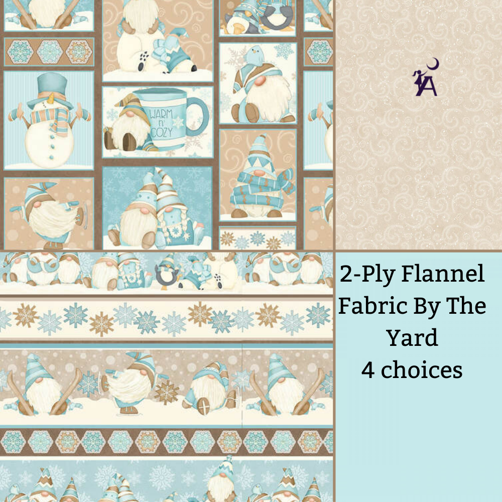 Henry Glass Fabric I Love Sn'Gnomies Flannel Gnomes in Cocoa Mugs in Cream or Mocha Brown by Henry Glass