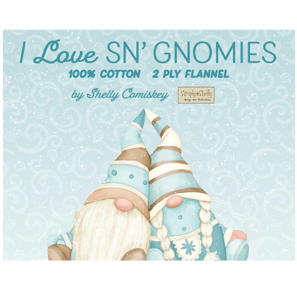 Henry Glass Fabric I Love Sn'Gnomies Flannel Multi Gnome Novelty Stripe Fabric by Henry Glass