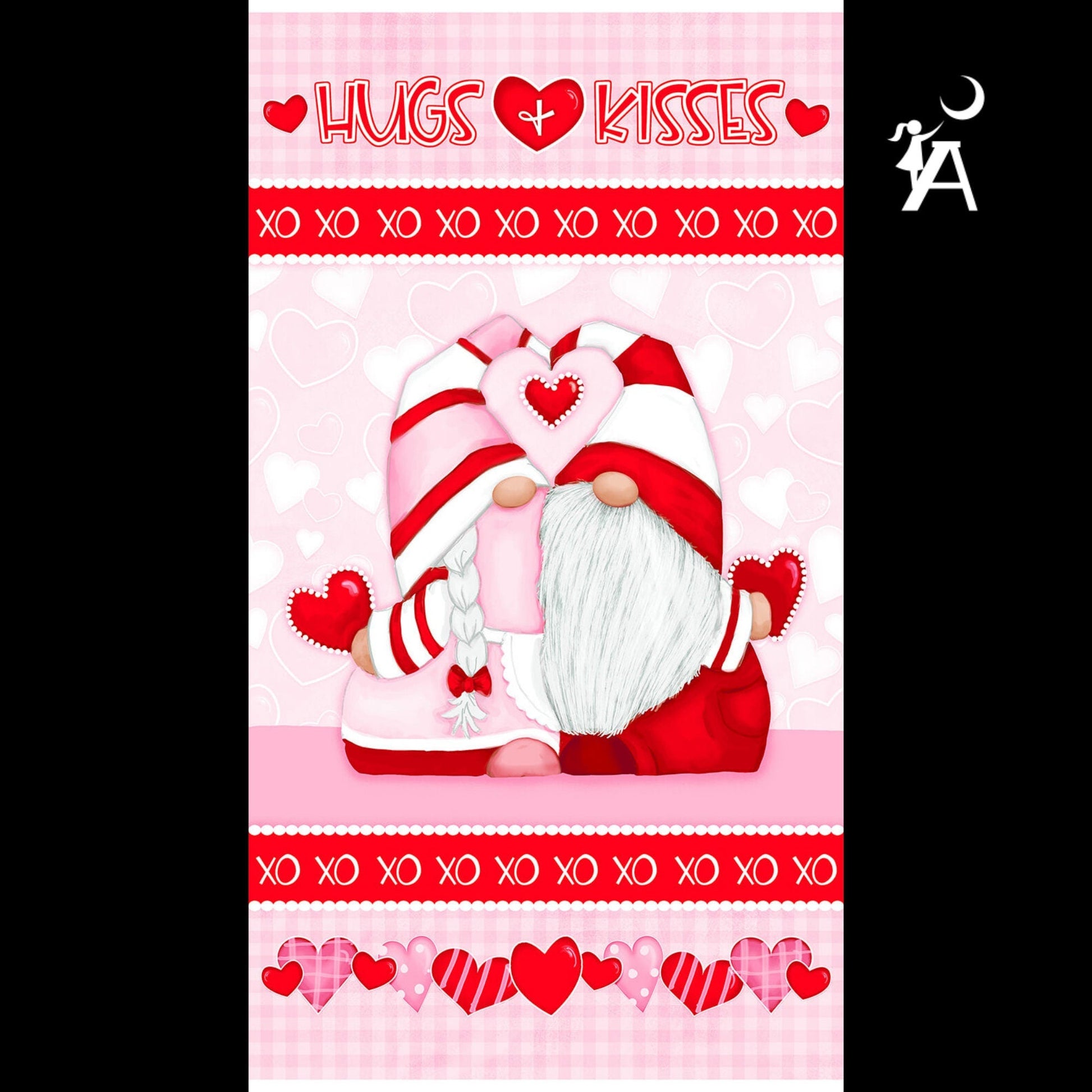 Henry Glass Quilt Kit Gnomie Love Advanced Beginner Valentine Fabric QUILT KIT with Henry Glass Cotton Gnome Fabric