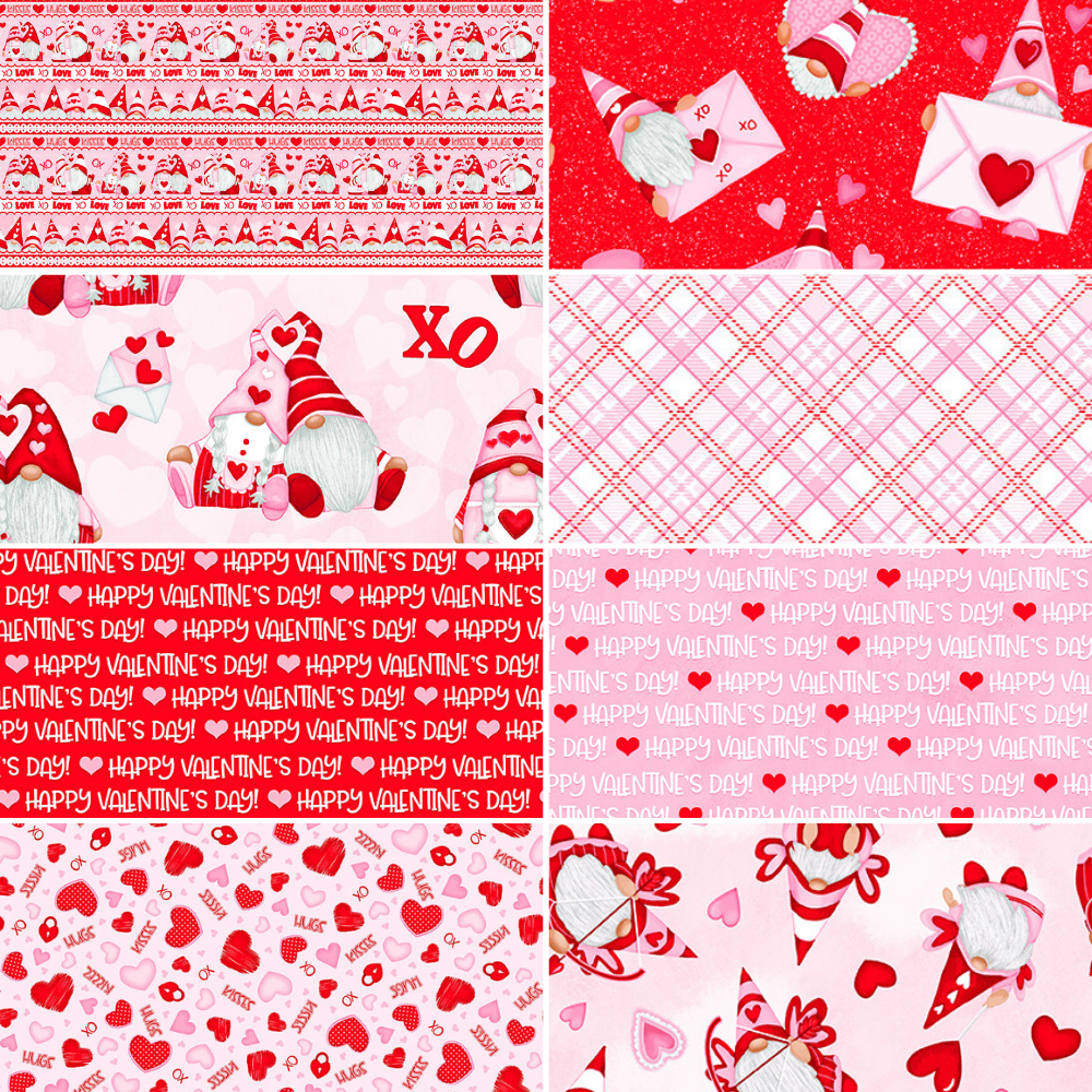Henry Glass Quilt Kit Gnomie Love Advanced Beginner Valentine Fabric QUILT KIT with Henry Glass Cotton Gnome Fabric