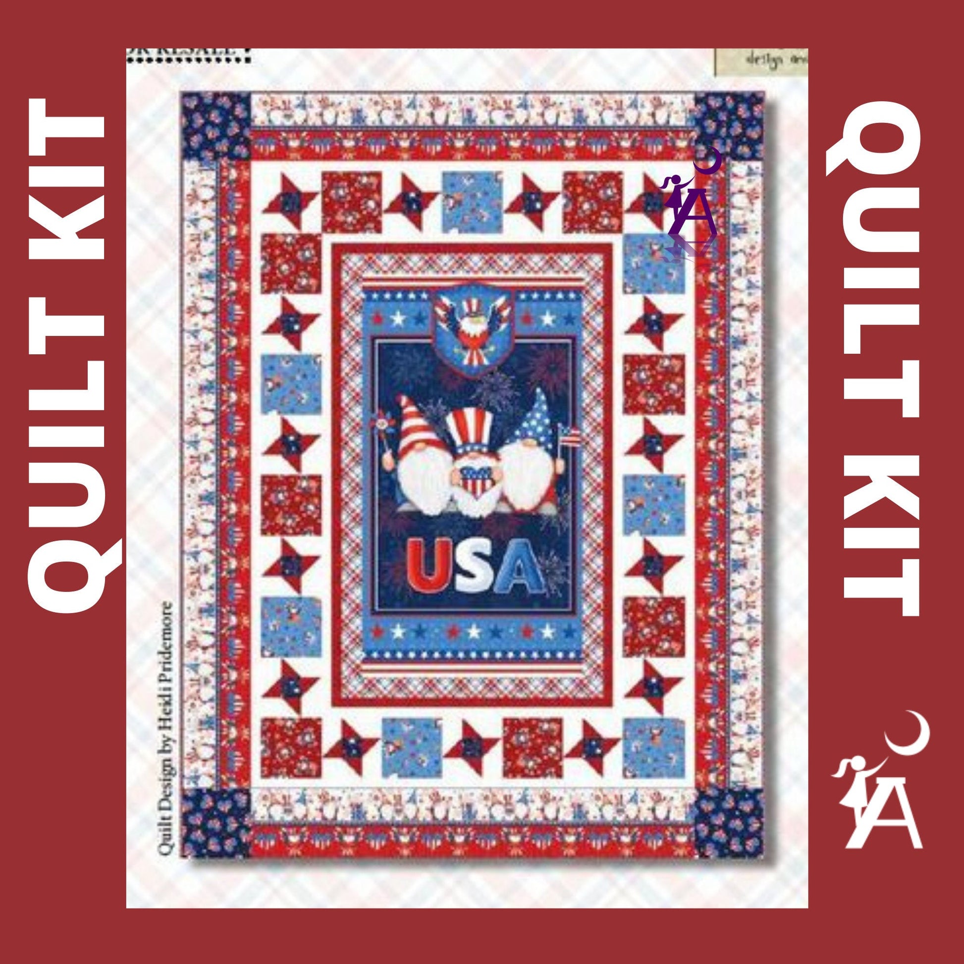 Henry Glass Quilt Kit QUILT KIT NO BACKING Gnome of the Brave Advanced Beginner QUILT KIT with Henry Glass Cotton Quilting Gnome Fabric