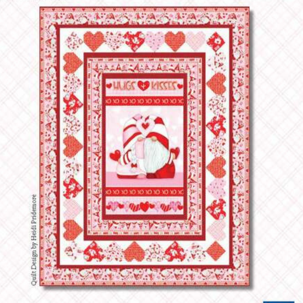Henry Glass Quilt Kit QUILT KIT NO BACKING Gnomie Love Advanced Beginner Valentine Fabric QUILT KIT with Henry Glass Cotton Gnome Fabric