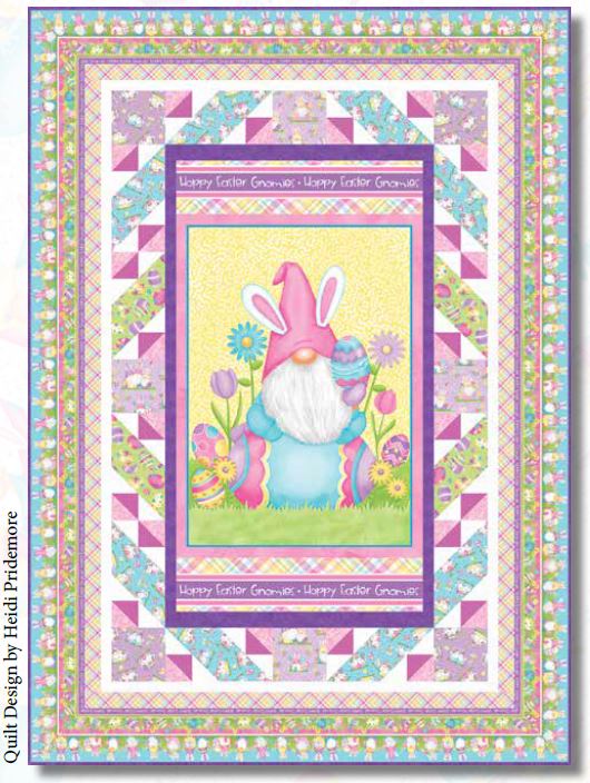 Henry Glass Quilt Kit QUILT KIT NO BACKING Hoppy Easter Gnomies Advanced Beginner QUILT KIT 1 with Henry Glass Easter Gnome Fabric 50"x70"