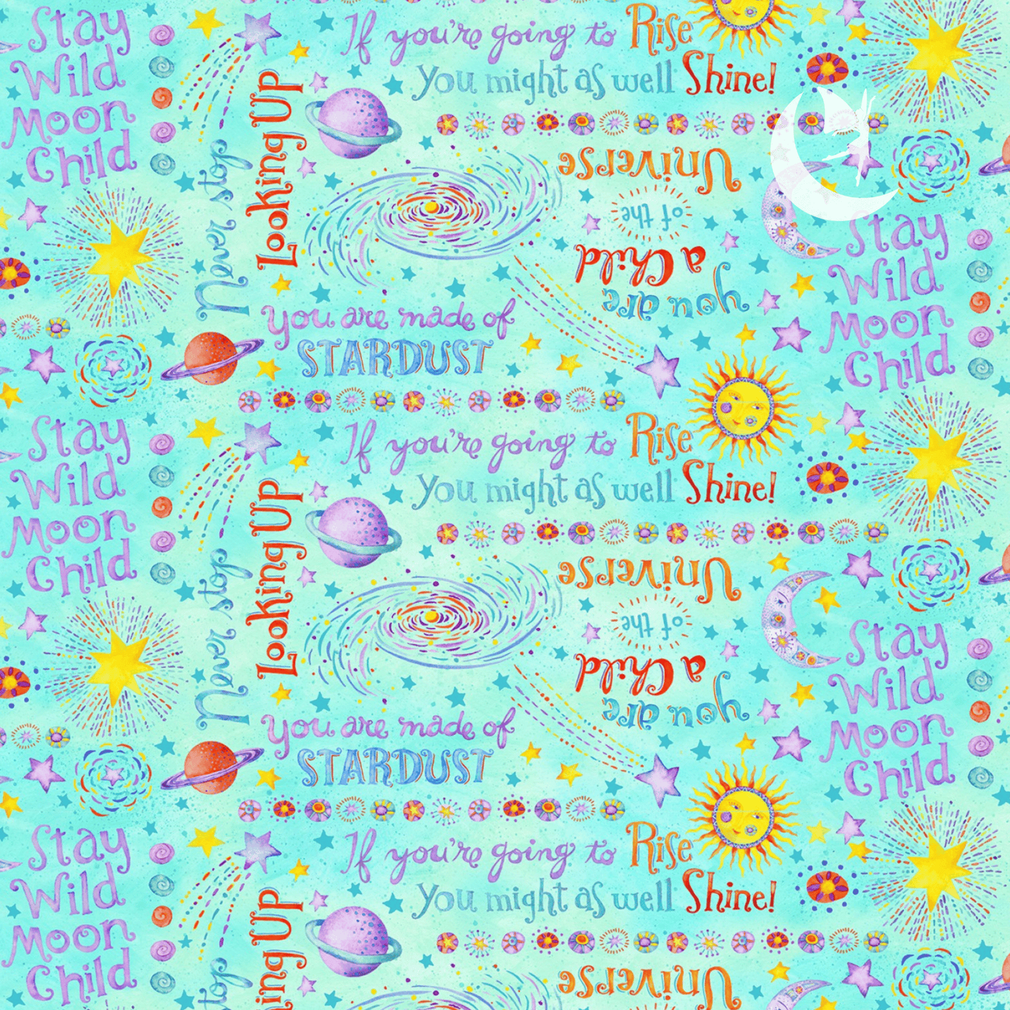 Henry Glass Quilt Kit QUILT KIT Stay Wild Moon Child by Henry Glass with Kwik Shifted Blocks beginner quilt pattern with free panel gift, Celestial Nursery Fabric