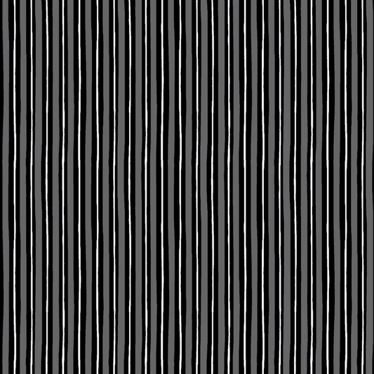 Maywood Studio Fabric FQ (18"x21") Grey & Black Little Stripe by Maywood Studio Fabrics