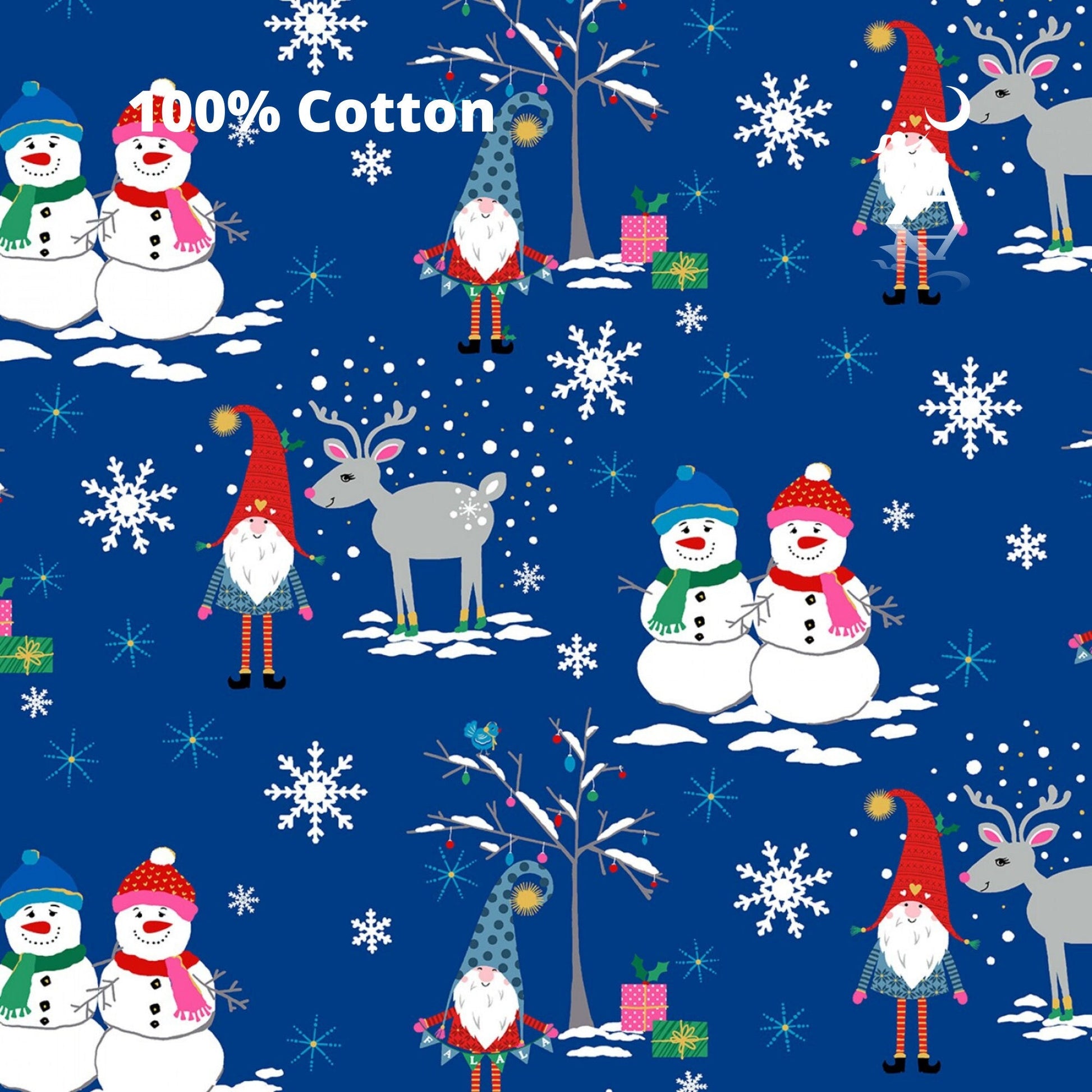 Michael Miller Fabric FQ Bundle / Snow Friends Blue Michael Miller A Gnome to Fa La La Christmas Metallic Fabric Choose your cotton fabric by the yard, gnome fabric, snowman fabric