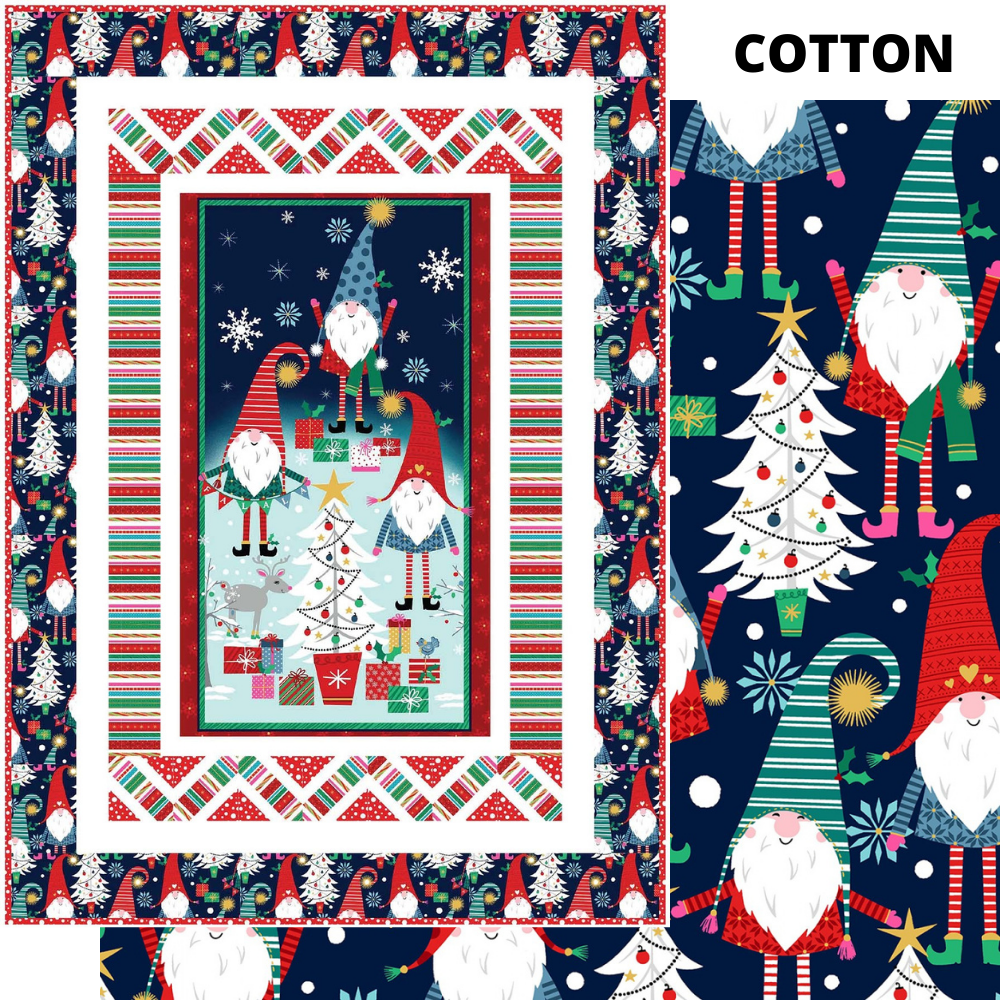 Michael Miller Quilt Kit Do the peppermint twist Gnome Beginner Level QUILT KIT finished size 50 x 70 inches, tutorial YouTube instructions
