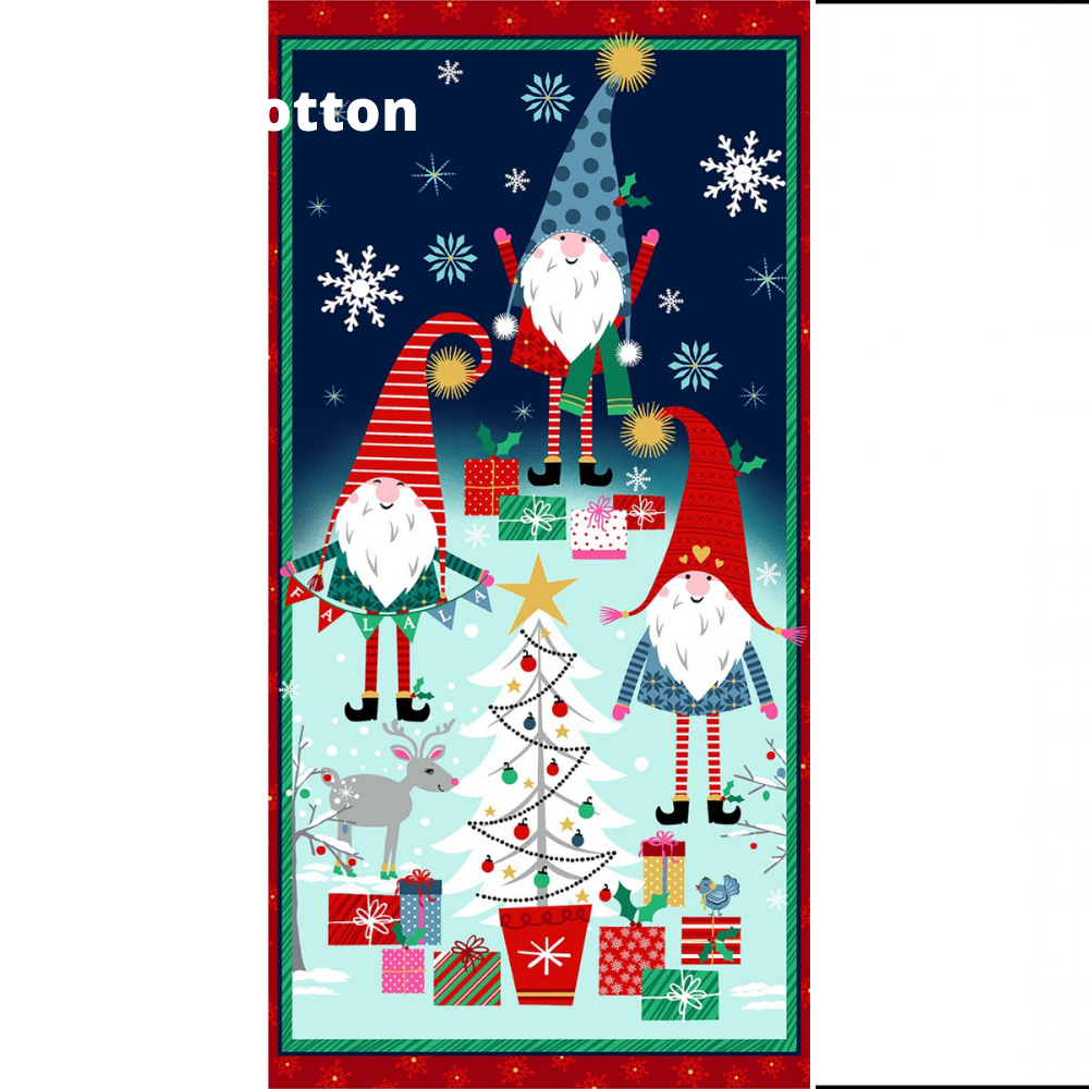 Michael Miller Quilt Kit Do the peppermint twist Gnome Beginner Level QUILT KIT finished size 50 x 70 inches, tutorial YouTube instructions