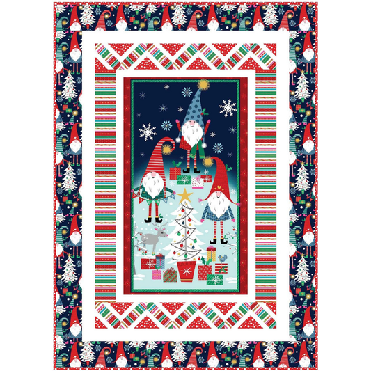 Michael Miller Quilt Kit QUILT KIT NO BACKING Do the peppermint twist Gnome Beginner Level QUILT KIT finished size 50 x 70 inches, tutorial YouTube instructions