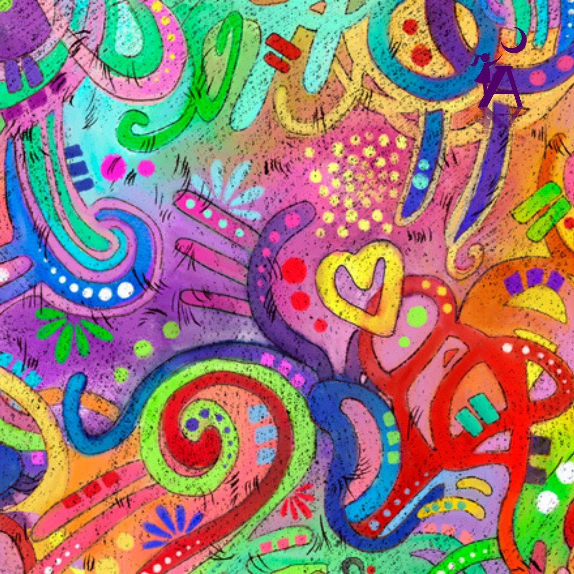 QT Fabrics Fabric 1/2 yard / Graffiti Multi Doggie Daze Quilting Cotton by QT Fabrics