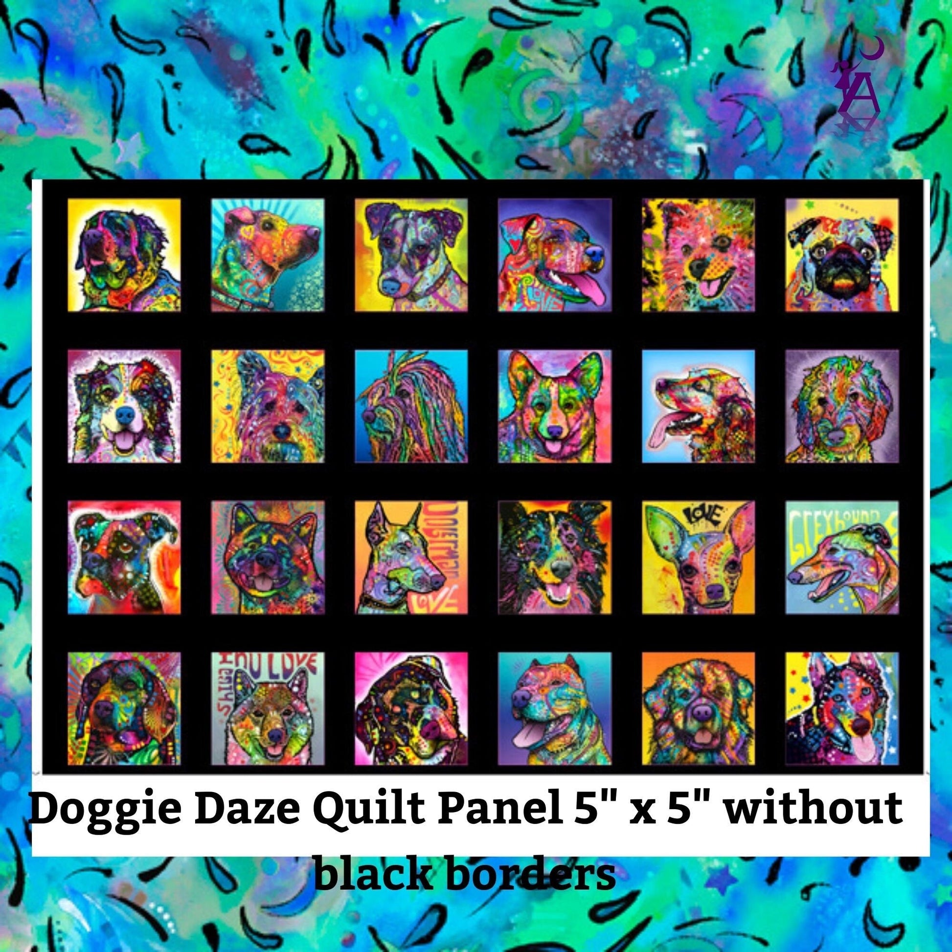 QT Fabrics Fabric Panel Only 5" blks / 5" Panel Doggie Daze Quilting Cotton by QT Fabrics