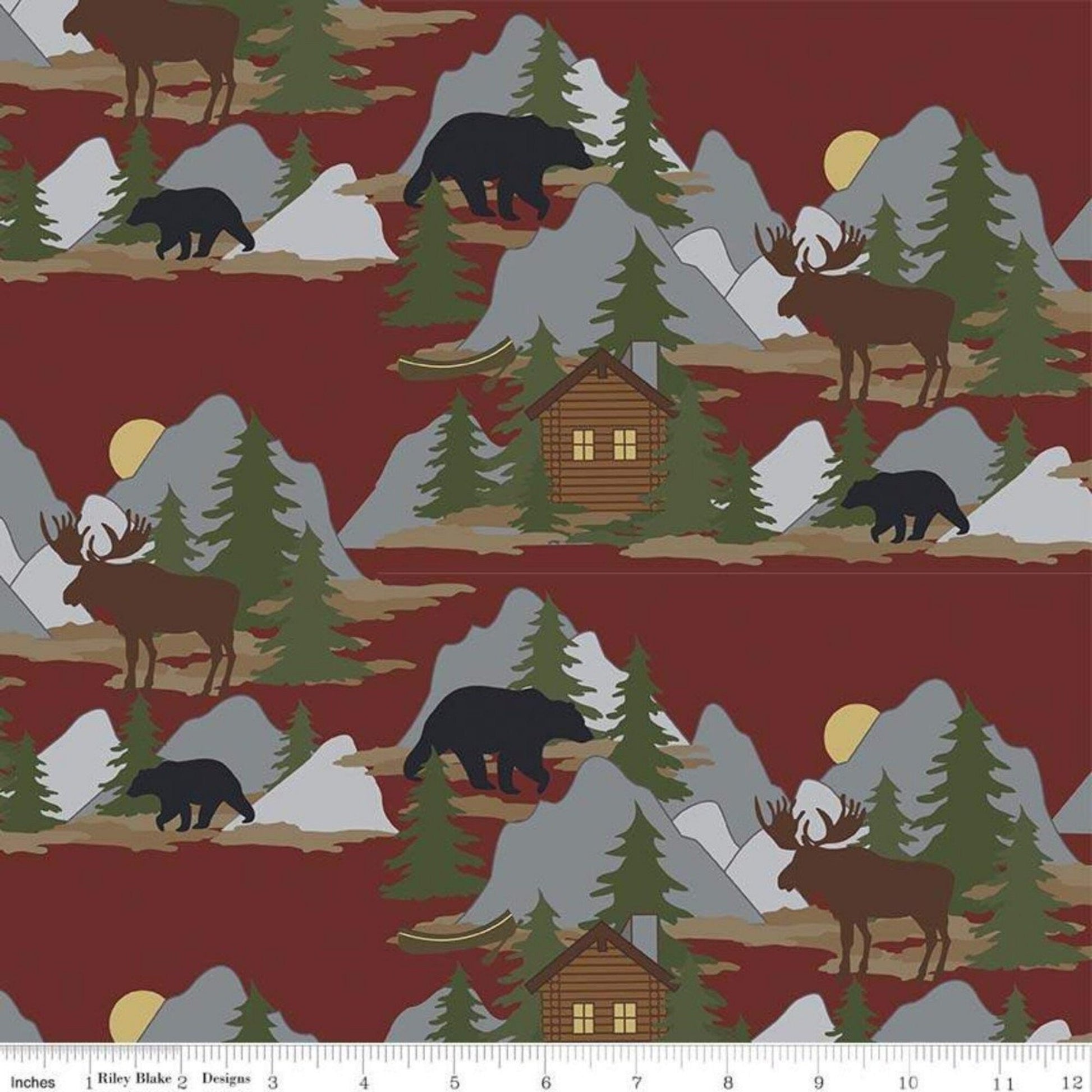 Riley Blake Fabric 1/4 yard (9"x44") Flannel Cabin Fever Red by Riley Blake