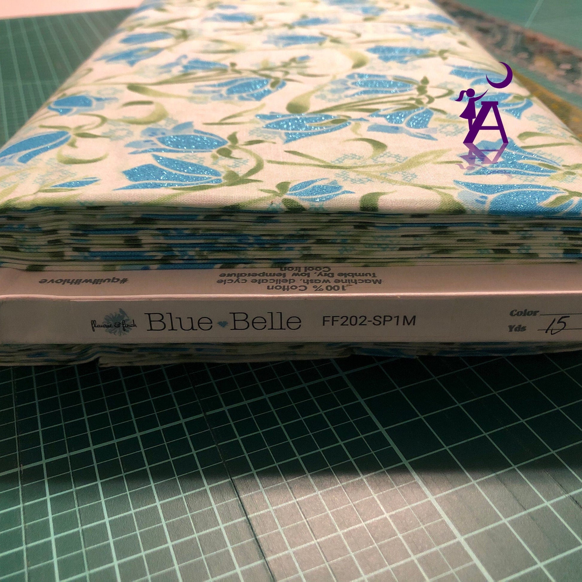 RJR Fabrics Fabric Brilliant Blooms by RJR Blue Belle Flaurie & Finch Cotton Quilting Fabric