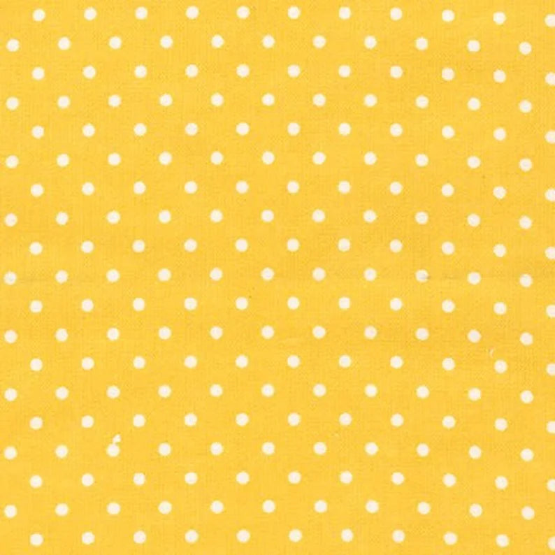 Robert Kaufman Fabric 1 yard (36"x44") / Yellow White Polka Dot on Yellow FLANNEL by Robert Kaufman