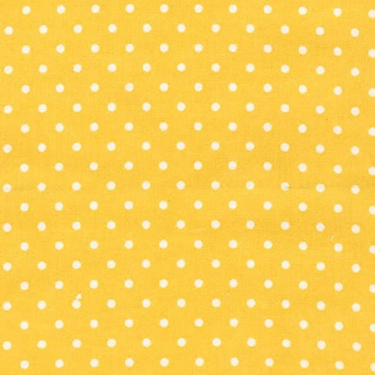 Robert Kaufman Fabric 1 yard (36"x44") / Yellow White Polka Dot on Yellow FLANNEL by Robert Kaufman