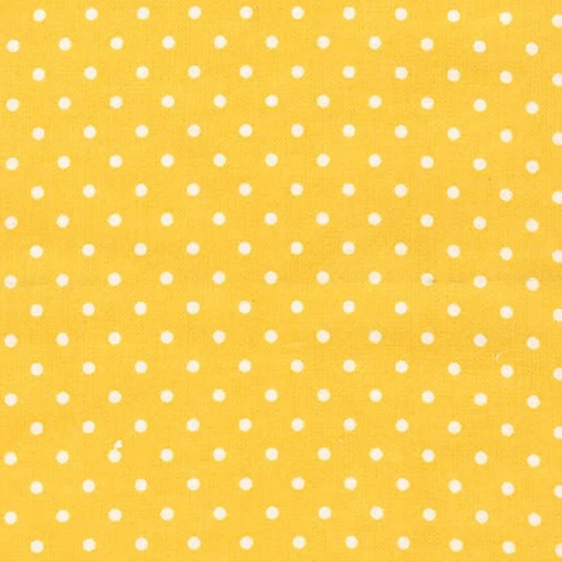 Robert Kaufman Fabric 1 yard (36"x44") / Yellow White Polka Dot on Yellow FLANNEL by Robert Kaufman