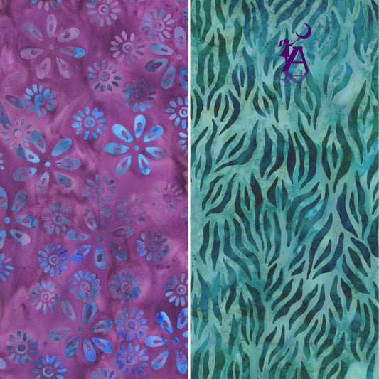 Robert Kaufman Fabric Batik prints by Anthology Plum Jacqueline & Robert Kaufman Green Water batik cotton fabric
