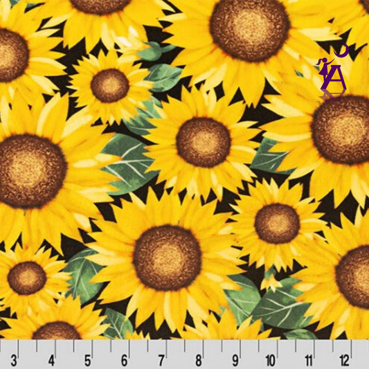 Shannon Fabrics Fabric 1 yard (36"x58"/60") Minky Cuddle Fabric, Sunflower Digital Cuddle® Marigold, Sunflower Digital MINKY, You are my Sunshine Coordinate, Summer