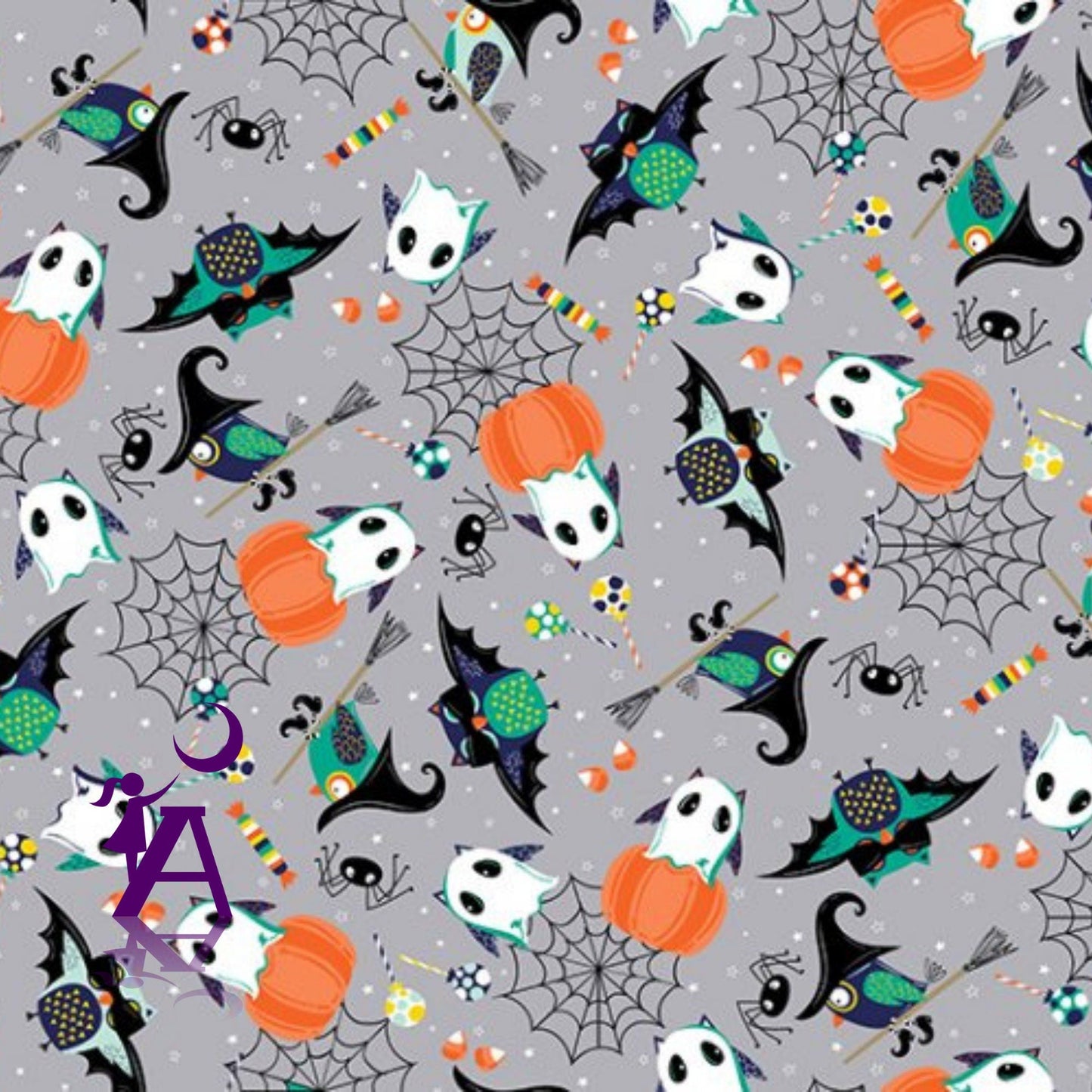 Shannon Fabrics Fabric 1 yard (36"x60") / Boo Who Steal Designer MINKY Halloween fabric Boo Whoo Digital Cuddle® Steel or Monster Mash