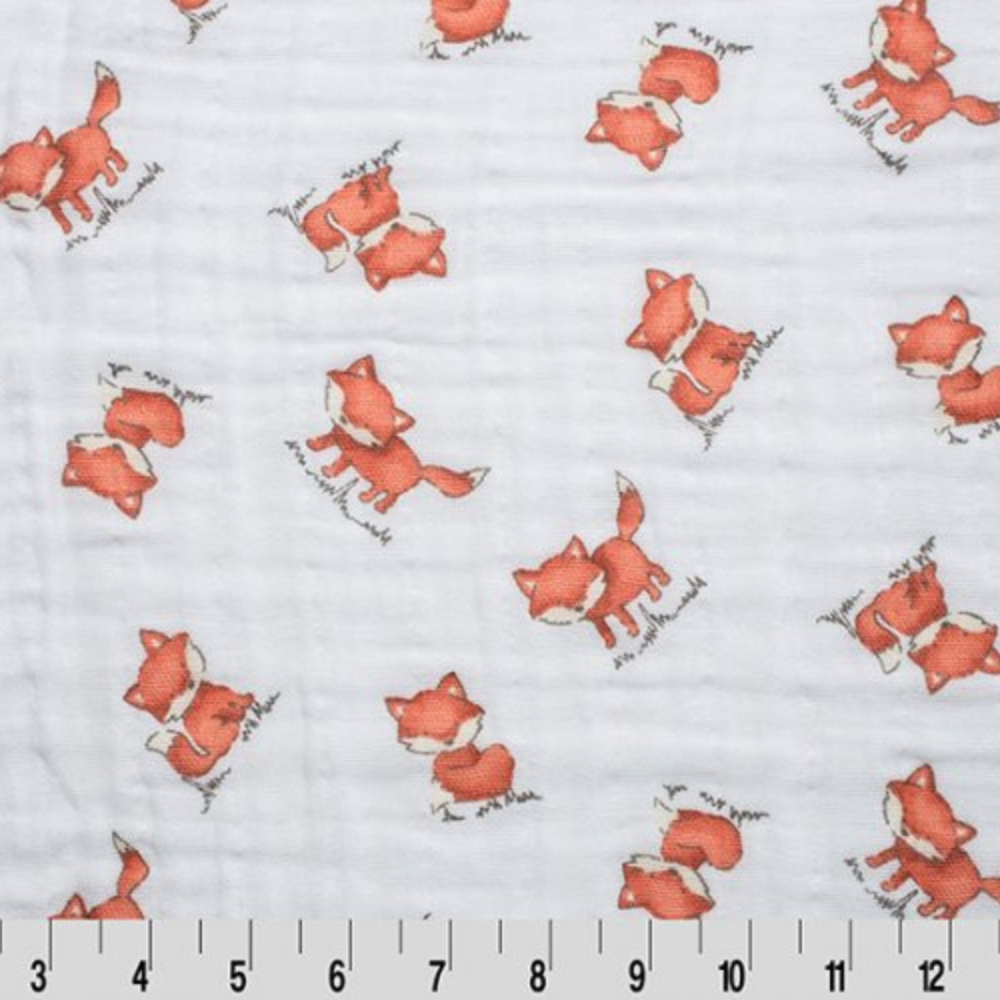 Shannon Fabrics Fabric 2 yards (72"x48") / Print Red Fox Embrace Cotton Fabric (Double Gauze Cotton) Discontinued by Shannon Fabrics