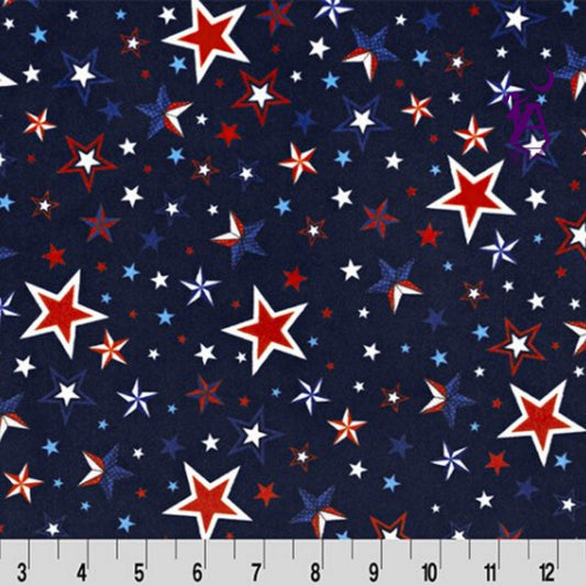 Shannon Fabrics Fabric 2 yards (72"x60") Liberty Stars Digital Cuddle® in Ink MINKY by the yard