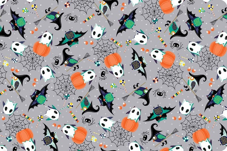 Shannon Fabrics Fabric Fat Half (30"x36") / Boo Who Steal Designer MINKY Halloween fabric Boo Whoo Digital Cuddle® Steel or Monster Mash