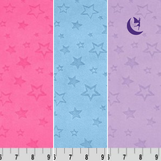 Shannon Fabrics Fabric Fuchsia, Lilac, or Baby Blue embossed Star Cuddle Nursery Minky