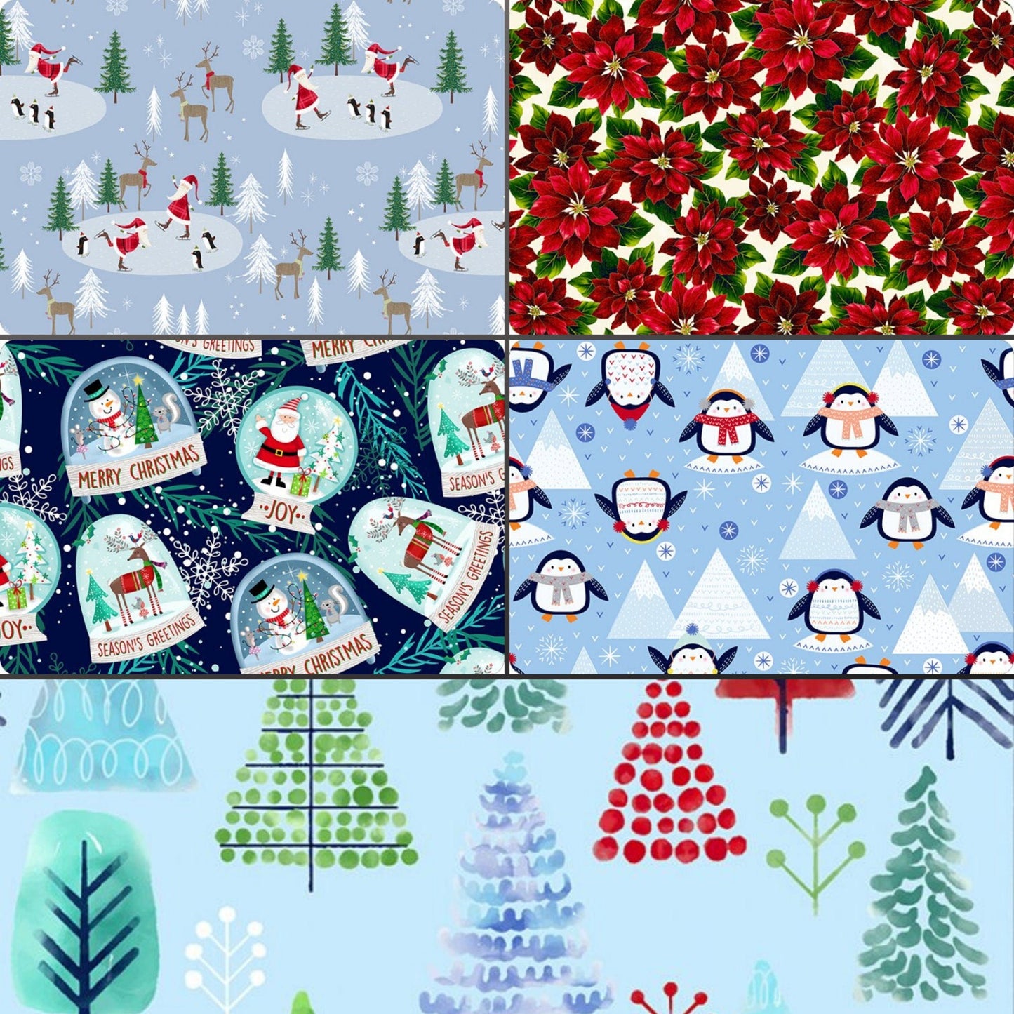 Shannon Fabrics Fabric Hoffman Holiday Red Poinsettia Digital Cuddle® Snow Fabric Minky while supplies last