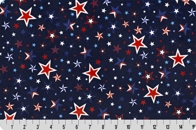 Shannon Fabrics Fabric Liberty Stars Digital Cuddle® in Ink MINKY by the yard