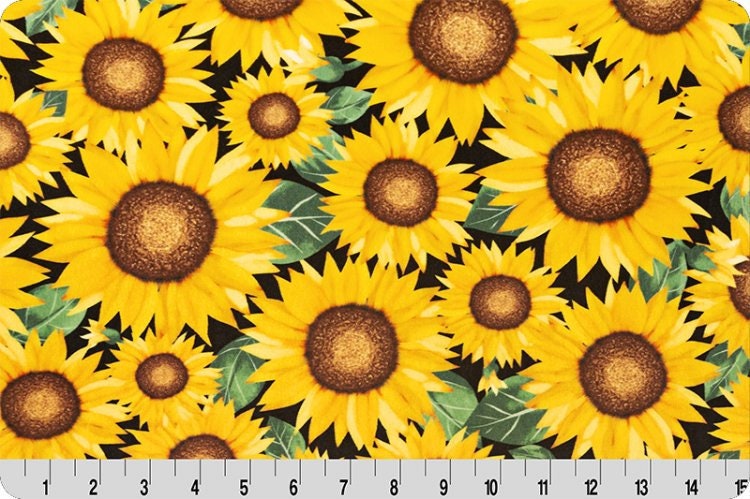 Shannon Fabrics Fabric Minky Cuddle Fabric, Sunflower Digital Cuddle® Marigold, Sunflower Digital MINKY, You are my Sunshine Coordinate, Summer