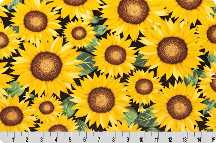 Shannon Fabrics Fabric Minky Cuddle Fabric, Sunflower Digital Cuddle® Marigold, Sunflower Digital MINKY, You are my Sunshine Coordinate, Summer