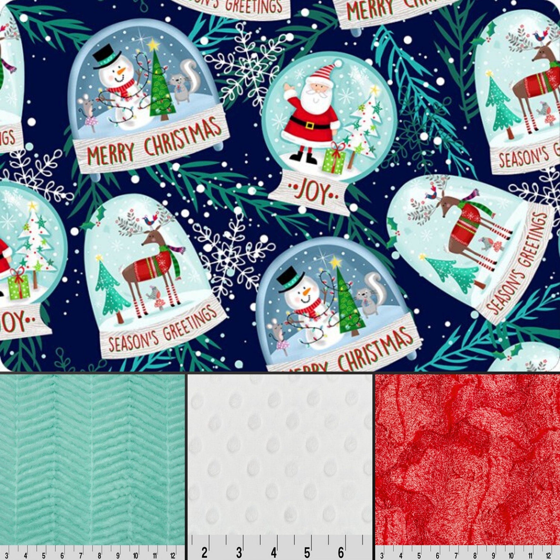 Shannon Fabrics Fabric Snow Globes Digital Cuddle® Navy Digital Cuddle® Snow Fabric Minky by Shannon Fabric, while supplies last