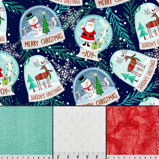 Shannon Fabrics Fabric Snow Globes Digital Cuddle® Navy Digital Cuddle® Snow Fabric Minky by Shannon Fabric, while supplies last