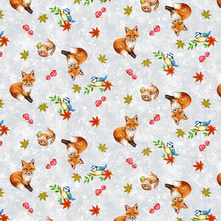 Studio E Auburn Fox Fabric bundle available as FQ, 1/2 yard or 1 yard with 2 panels (8 fabric pieces & 2 panels)